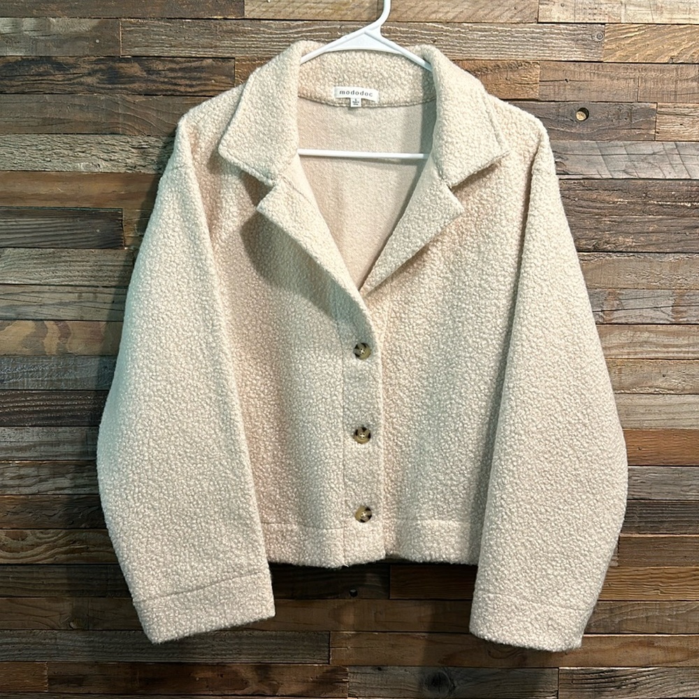Mododoc Long Sleeve 3 Button Boucle Cardigan Jacket Women’s Size Small